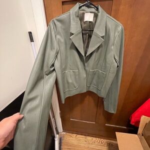 Women's Grey Faux Leather Jacket